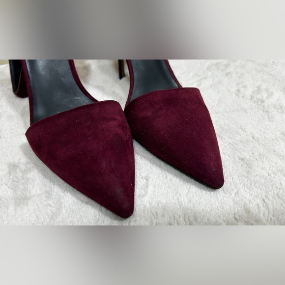 🌟 Alexander Wang Lovisa Suede D’Orsay Pumps Heels In Deep Red/Burg Sz 38.5/ US 8 - Picture 9 of 11